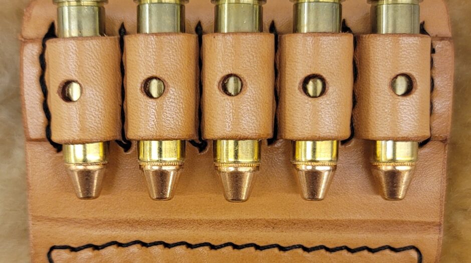 Leather Bullet Carrier Cartridge Belt Slide Holder Fits 38Spcl 357Magnum Caliber