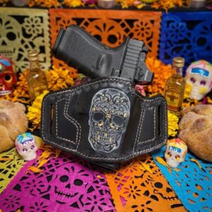 Sugar Skull Pancake Belt Slide Holster (B-1S)